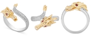 Enchanted Disney Fine Jewelry Enchanted Disney Diamond (1/4 ct. t.w.) & Rhodolite Garnet (1/20 ct. t.w.) Mulan Dragon Ring in 14k Gold & Sterling Silver